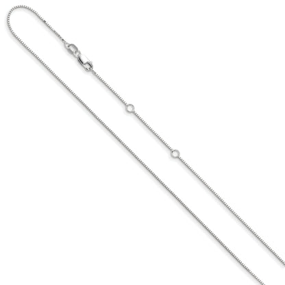 10K White Gold .7mm Box 1In+1In Adjustable Chain