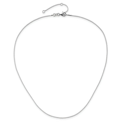 10K White Gold .7mm Box 1In+1In Adjustable Chain