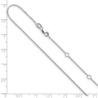 10K White Gold .7mm Box 1In+1In Adjustable Chain