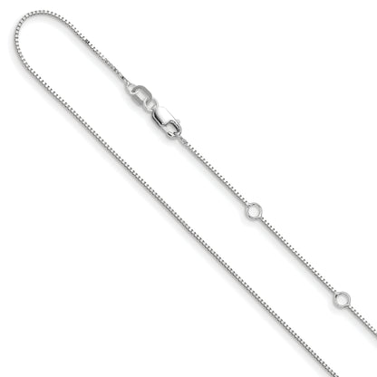 10K White Gold .7mm Box 1In+1In Adjustable Chain