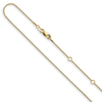 18 Inch 10K Yellow Gold .85mm Box 1In+1In Adjustable Chain Necklace