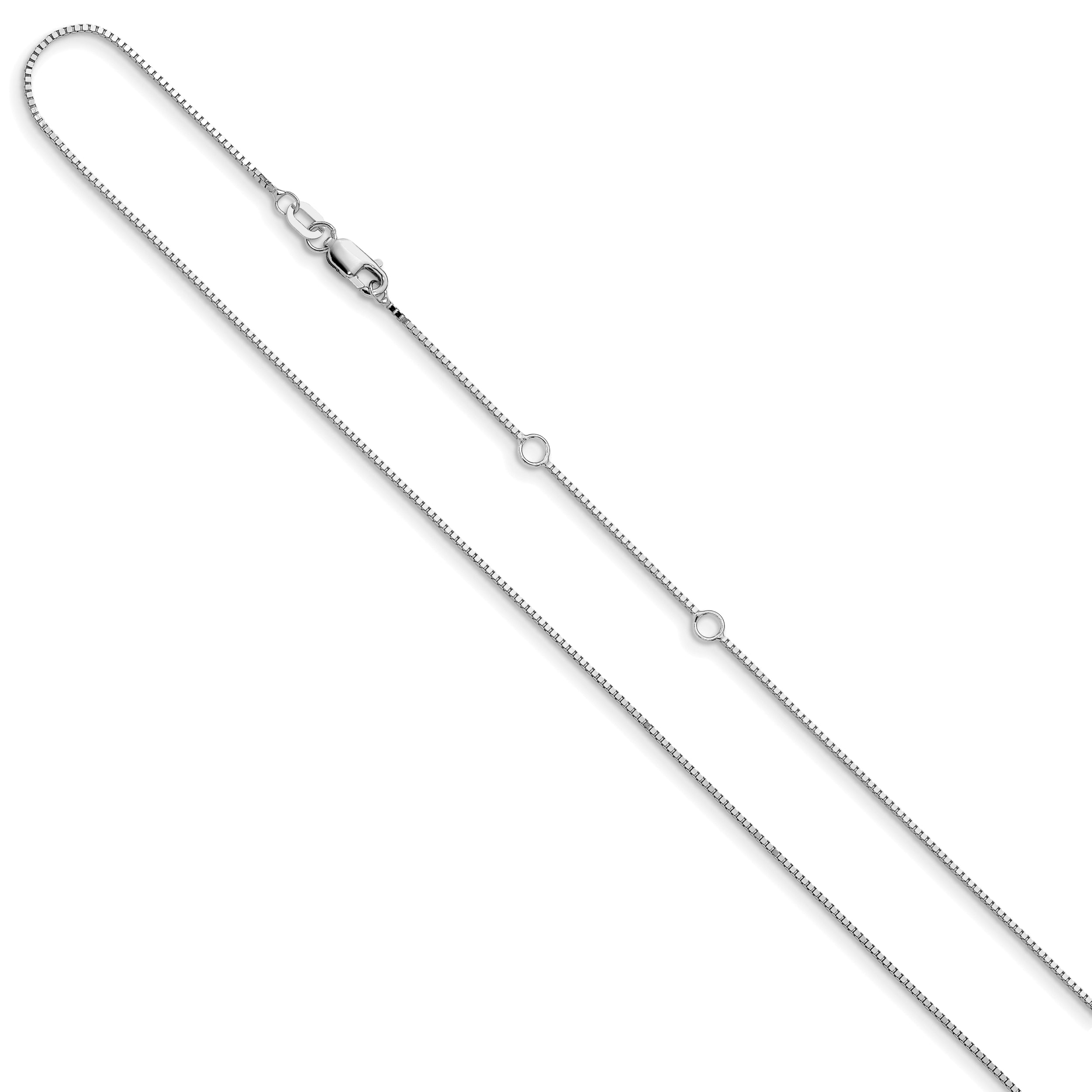 10K White Gold .85mm Box 1In+1In Adjustable Chain