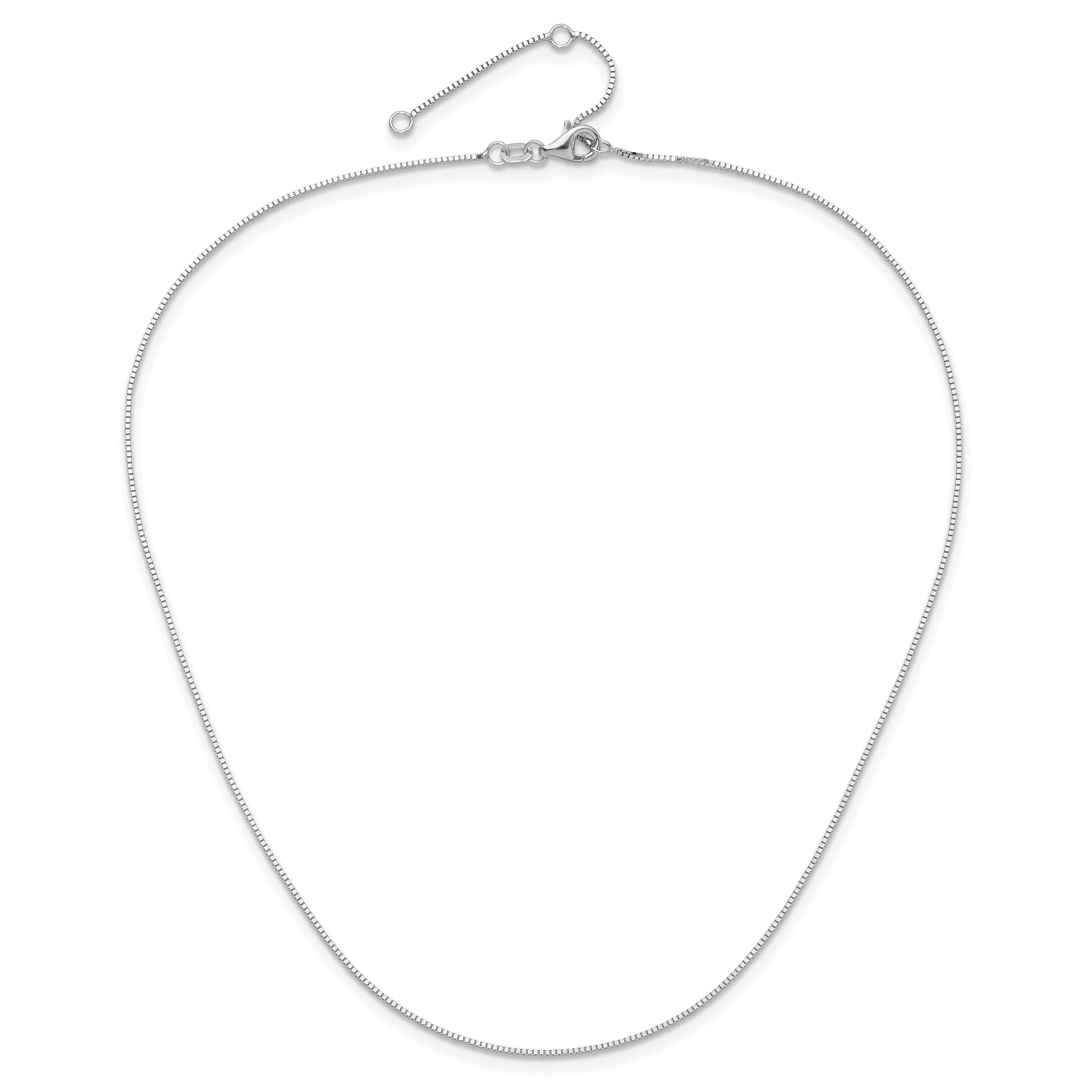 10K White Gold .85mm Box 1In+1In Adjustable Chain