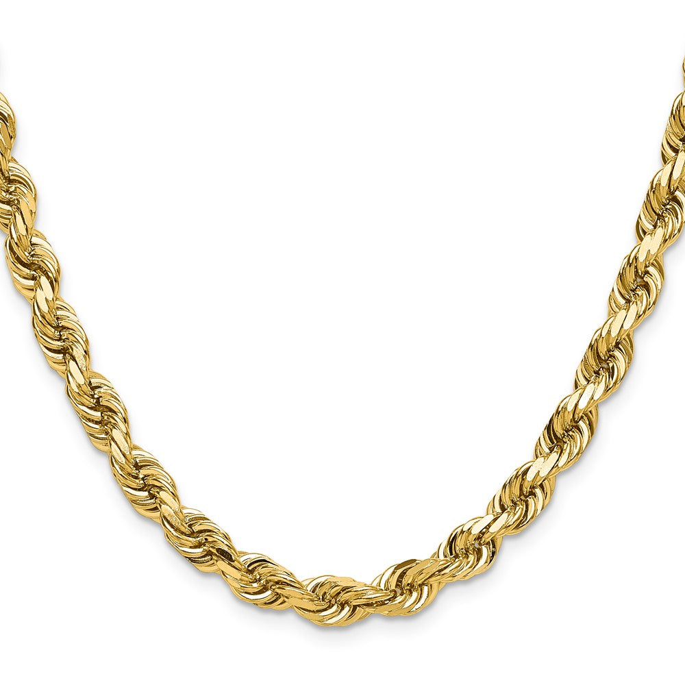 24 Inch 10K Yellow Gold 6.5mm Diamond Cut Rope Chain Necklace