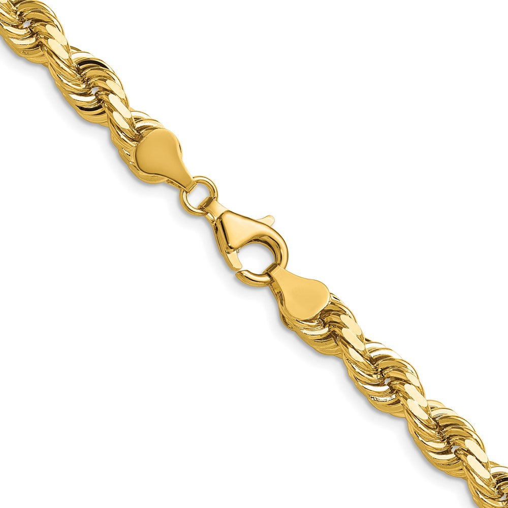 24 Inch 10K Yellow Gold 6.5mm Diamond Cut Rope Chain Necklace
