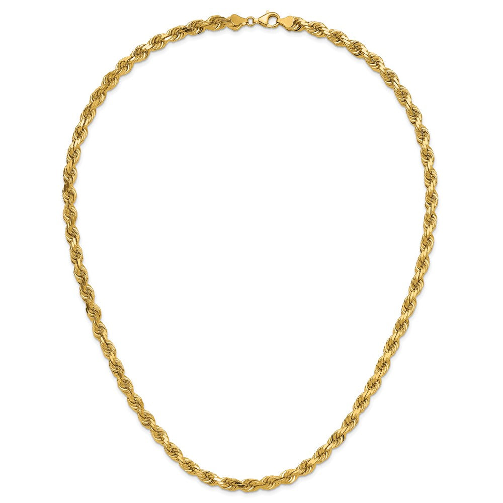 24 Inch 10K Yellow Gold 6.5mm Diamond Cut Rope Chain Necklace
