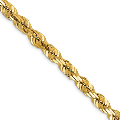 22 Inch 10K Yellow Gold 6.5mm Diamond Cut Rope Chain Necklace