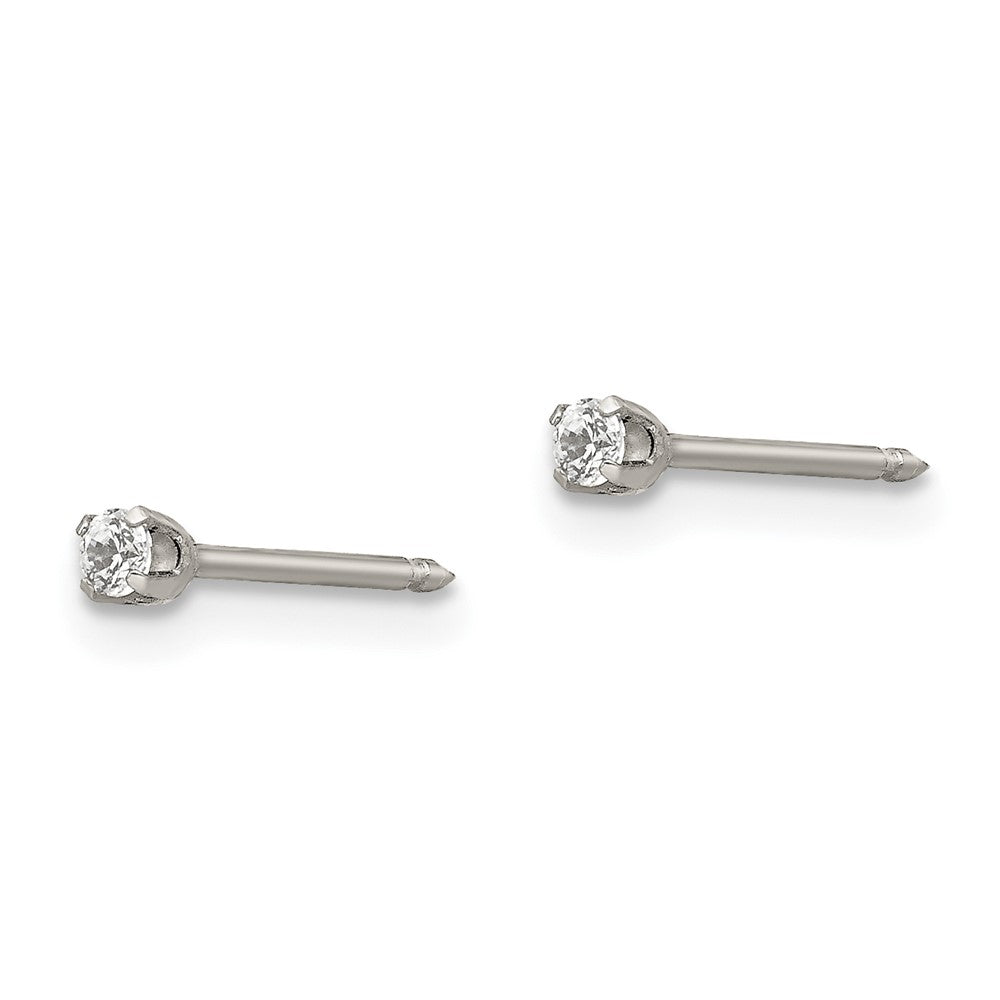 Stainless Steel Inverness Polished 2mm Cz Post Earrings