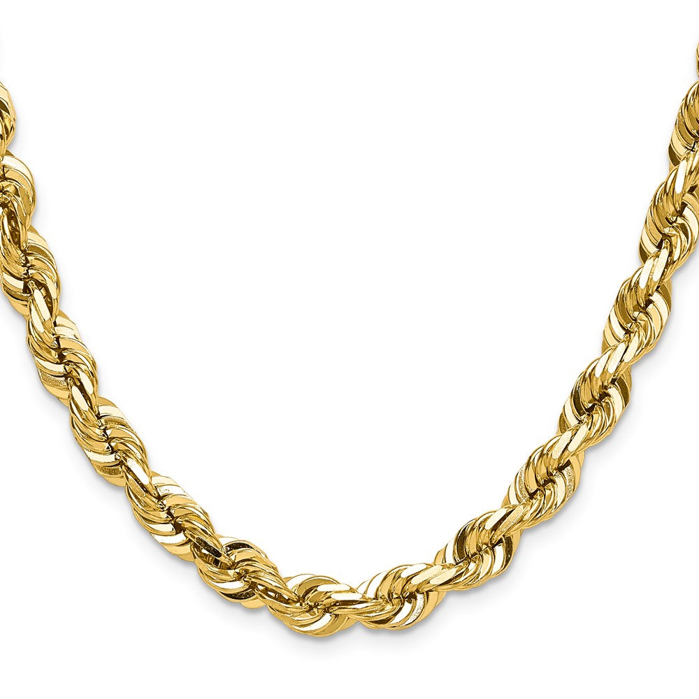 2 Inch 10K Yellow Gold 7mm Diamond Cut Rope Chain Necklace
