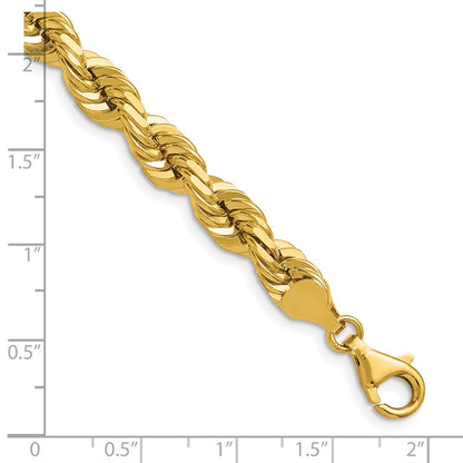 2 Inch 10K Yellow Gold 7mm Diamond Cut Rope Chain Necklace