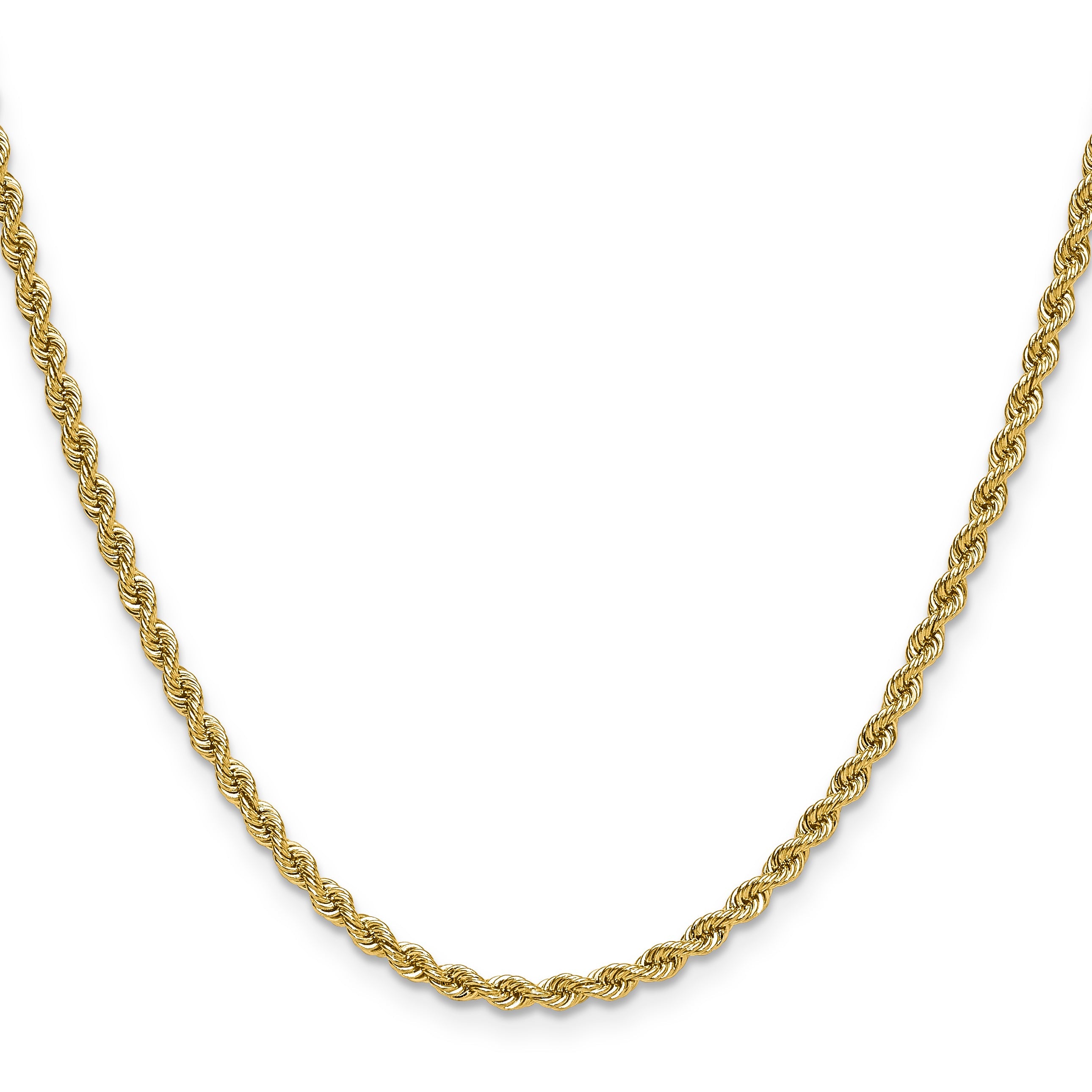 2 Inch 10K Yellow Gold 2.75mm Solid Regular Rope Chain Necklace