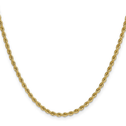 22 Inch 10K Yellow Gold 2.75mm Solid Regular Rope Chain Necklace