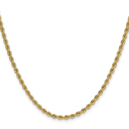 24 Inch 10K Yellow Gold 2.75mm Solid Regular Rope Chain Necklace
