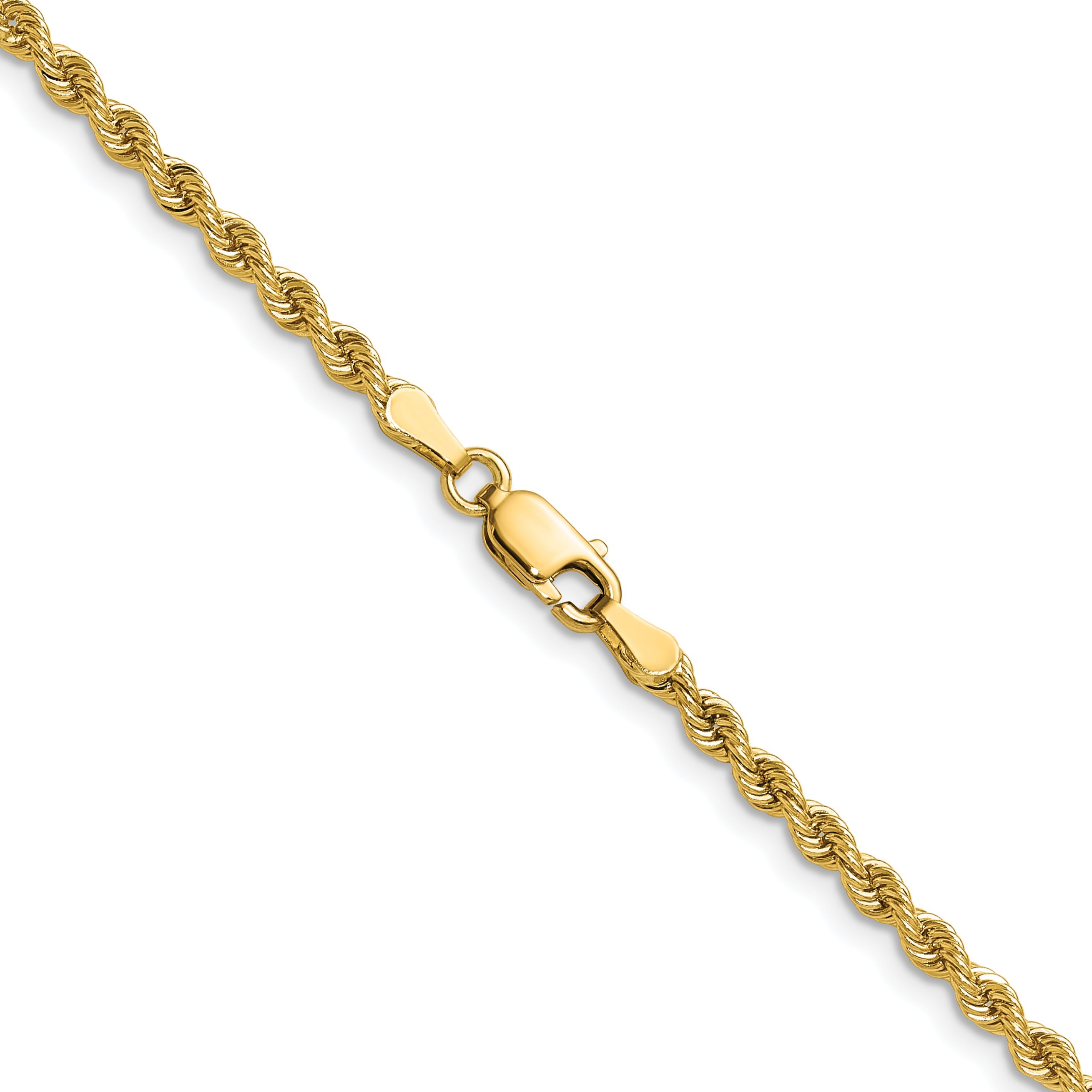 2 Inch 10K Yellow Gold 2.75mm Solid Regular Rope Chain Necklace