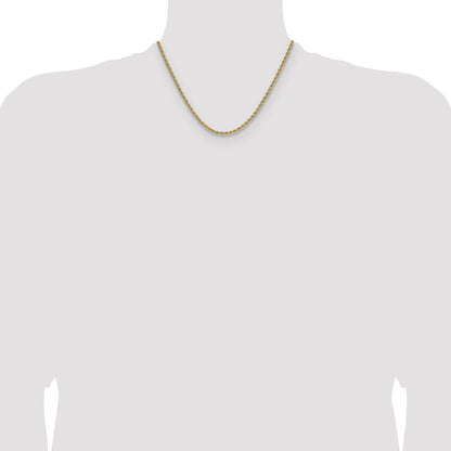 18 Inch 10K Yellow Gold 2.75mm Solid Regular Rope Chain Necklace