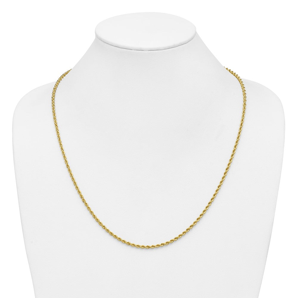 24 Inch 10K Yellow Gold 2.75mm Solid Regular Rope Chain Necklace