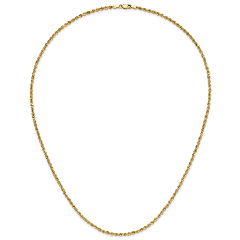 24 Inch 10K Yellow Gold 2.75mm Solid Regular Rope Chain Necklace