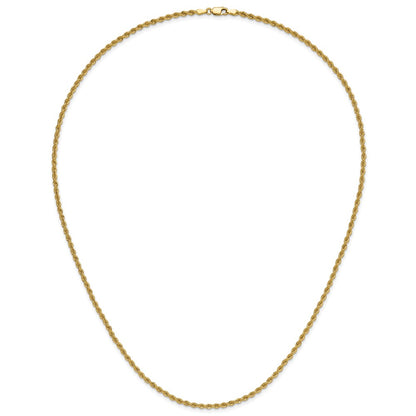24 Inch 10K Yellow Gold 2.75mm Solid Regular Rope Chain Necklace