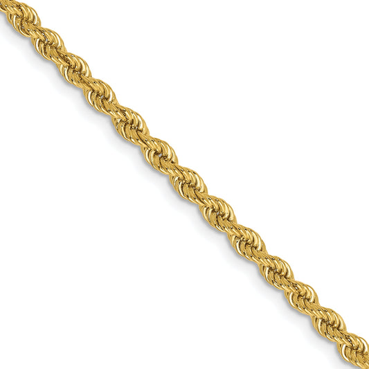 18 Inch 10K Yellow Gold 2.75mm Solid Regular Rope Chain Necklace