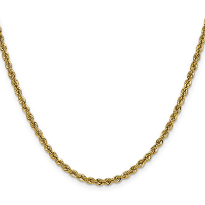 18 Inch 10K Yellow Gold 3mm Solid Regular Rope Chain Necklace