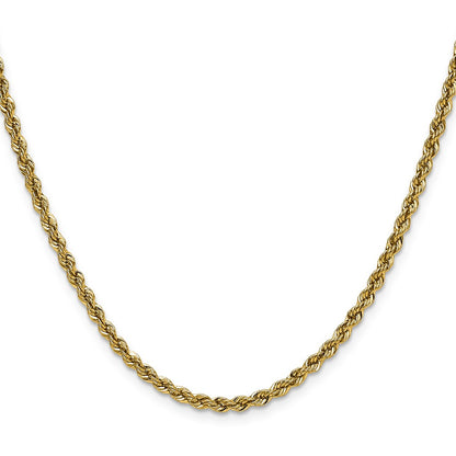 2 Inch 10K Yellow Gold 3mm Solid Regular Rope Chain Necklace