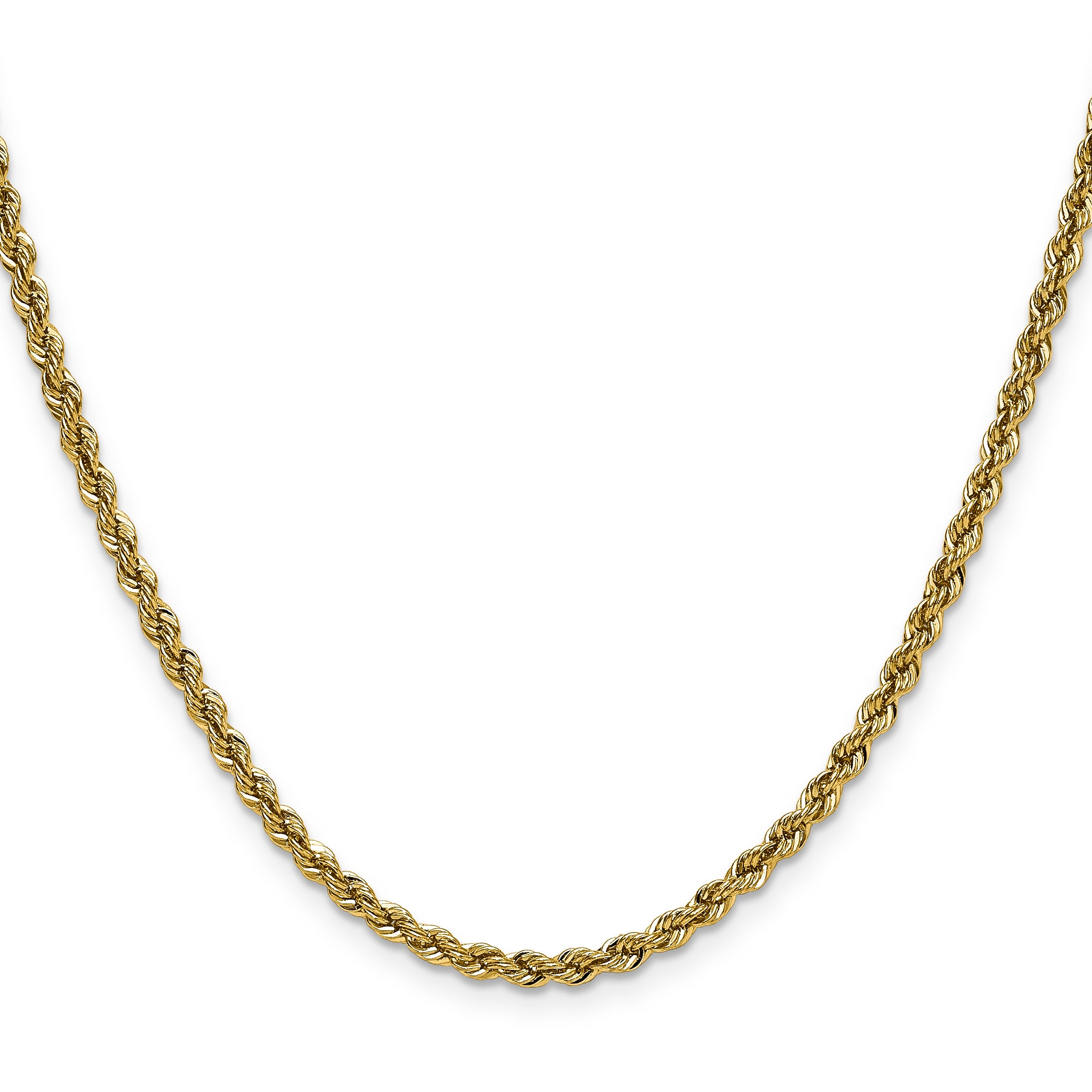 22 Inch 10K Yellow Gold 3mm Solid Regular Rope Chain Necklace