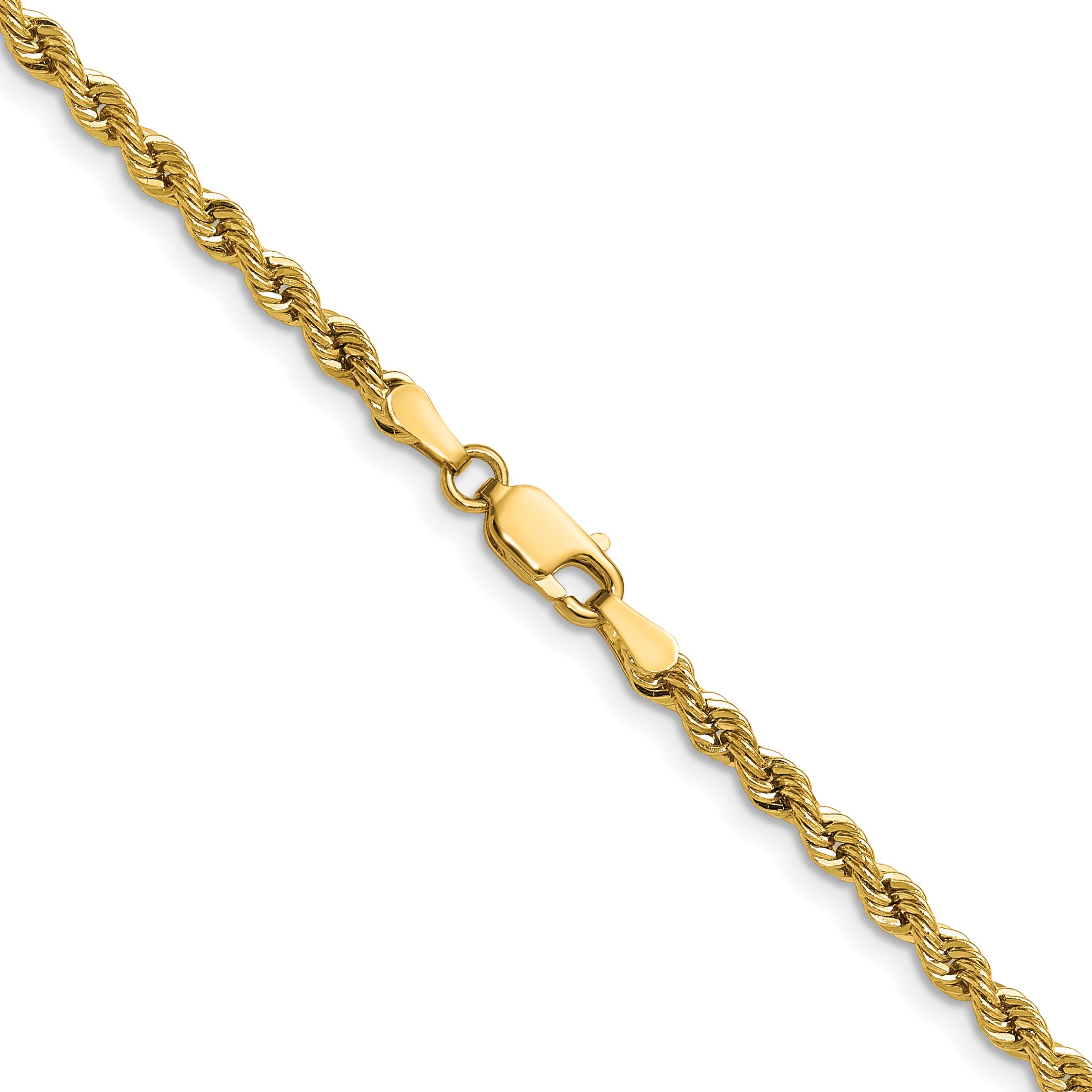 18 Inch 10K Yellow Gold 3mm Solid Regular Rope Chain Necklace