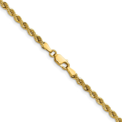 2 Inch 10K Yellow Gold 3mm Solid Regular Rope Chain Necklace