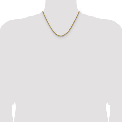 18 Inch 10K Yellow Gold 3mm Solid Regular Rope Chain Necklace