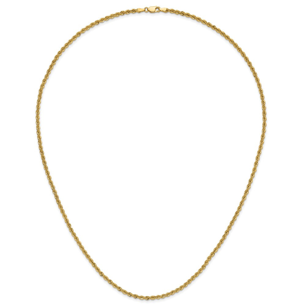 24 Inch 10K Yellow Gold 3mm Solid Regular Rope Chain Necklace
