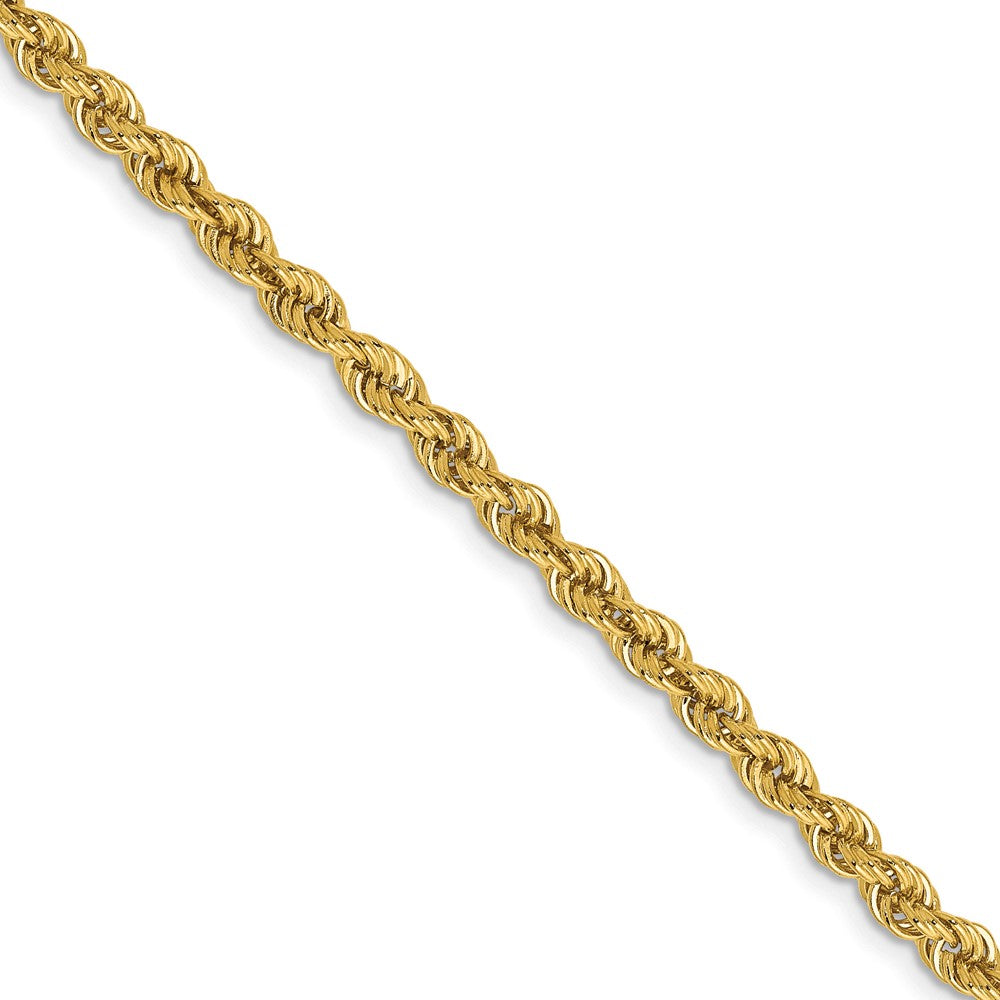 2 Inch 10K Yellow Gold 3mm Solid Regular Rope Chain Necklace