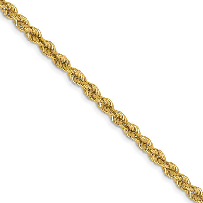 2 Inch 10K Yellow Gold 3mm Solid Regular Rope Chain Necklace