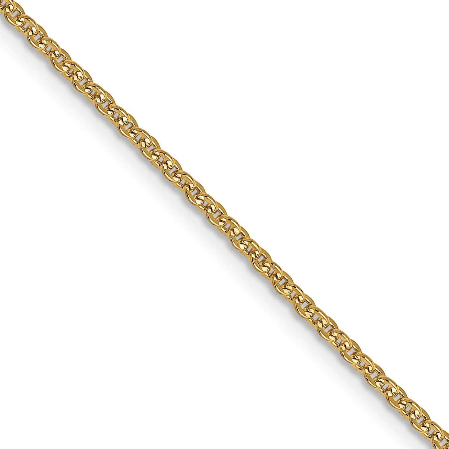 16 Inch 10K Yellow Gold 1.4mm Flat Cable Chain Necklace