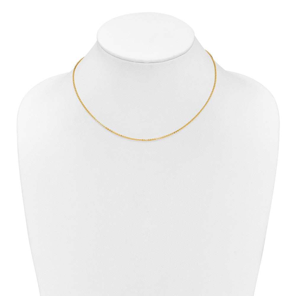 18 Inch 10K Yellow Gold 1.4mm Flat Cable 1In+1In Adjustable Chain Necklace