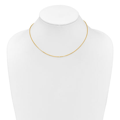 18 Inch 10K Yellow Gold 1.4mm Flat Cable 1In+1In Adjustable Chain Necklace