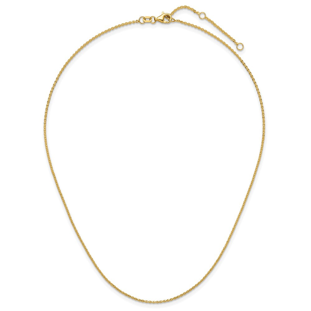 18 Inch 10K Yellow Gold 1.4mm Flat Cable 1In+1In Adjustable Chain Necklace