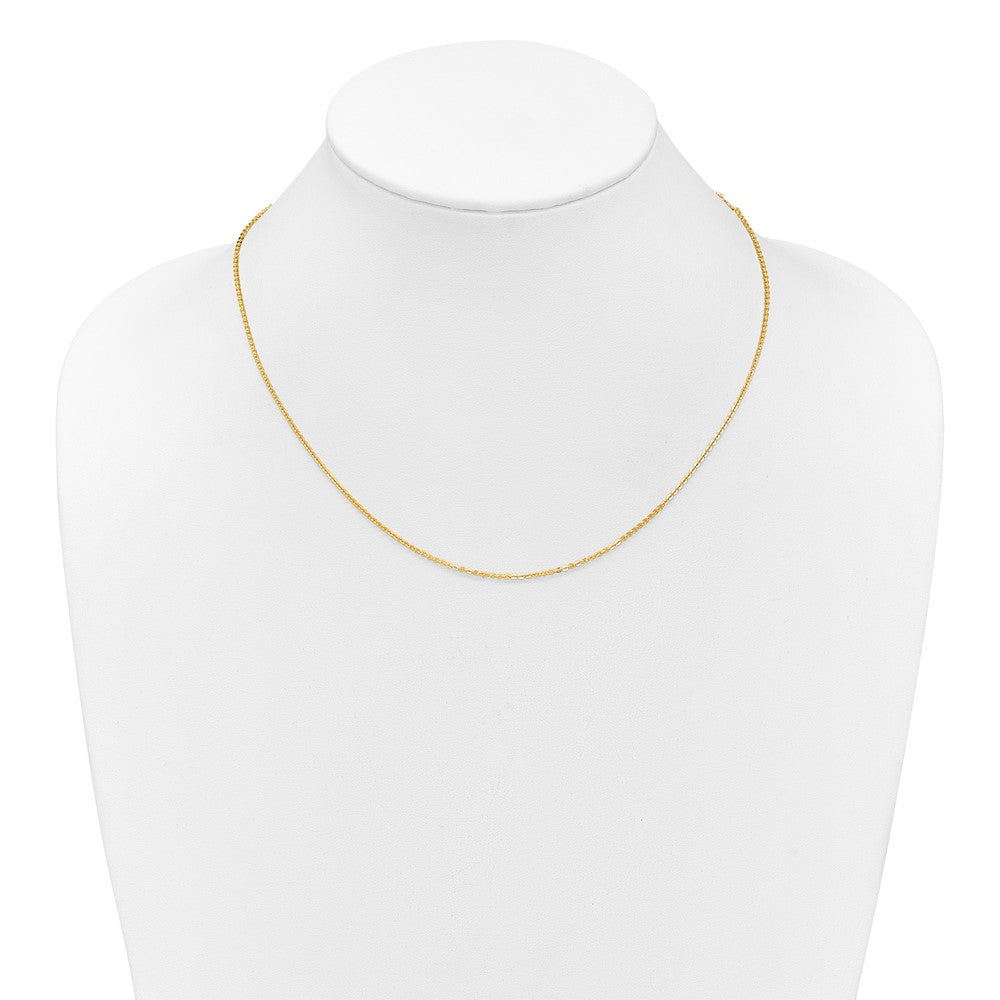 18 Inch 10K Yellow Gold 1.4mm Flat Cable 1In+1In Adjustable Chain Necklace