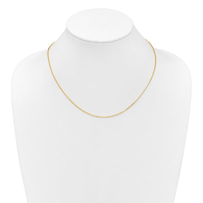 18 Inch 10K Yellow Gold 1.4mm Flat Cable 1In+1In Adjustable Chain Necklace