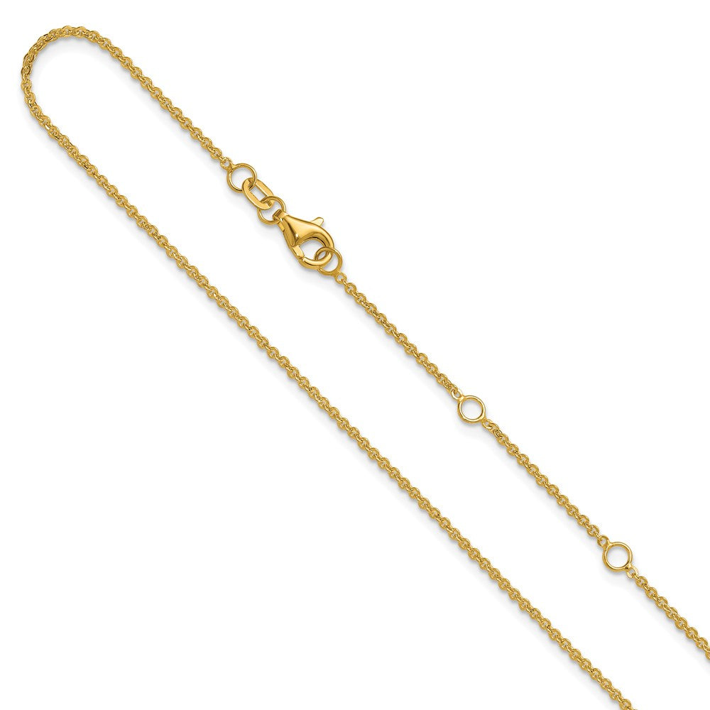 18 Inch 10K Yellow Gold 1.4mm Flat Cable 1In+1In Adjustable Chain Necklace