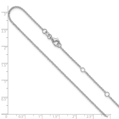 10K White Gold 1.4mm Flat Cable 1In+1In Adjustable Chain