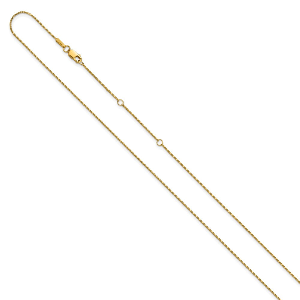 18 Inch 10K Yellow Gold .65mm D/C Spiga 1In+1In Adjustable Chain Necklace