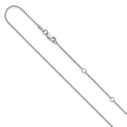 10K White Gold .65mm D/C Spiga 1In+1In Adjustable Chain