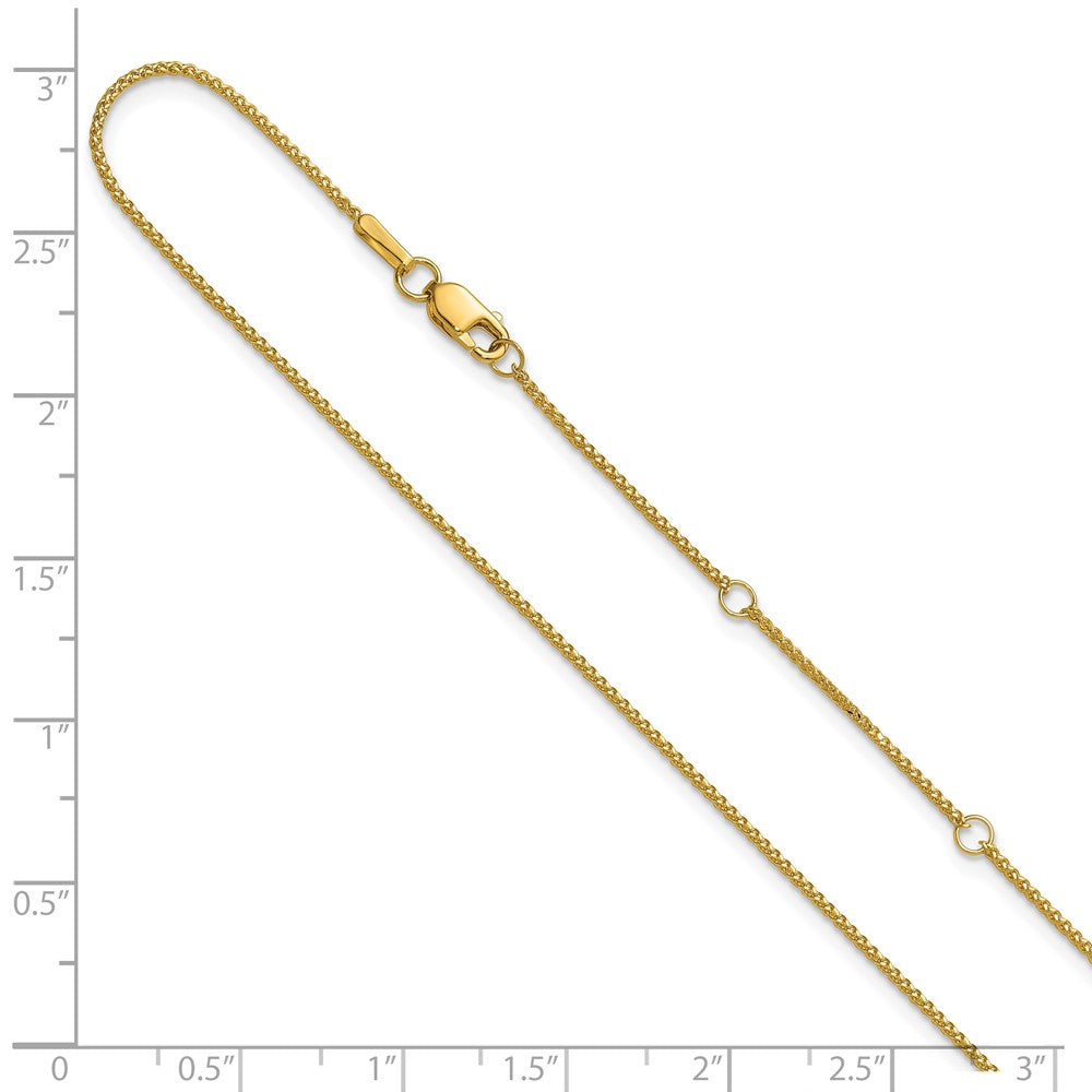 18 Inch 10K Yellow Gold 1mm D/C Spiga 1In+1In Adjustable Chain Necklace