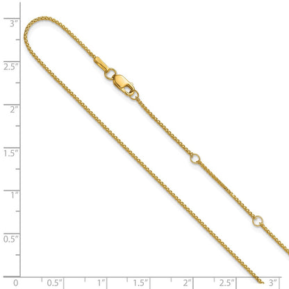 18 Inch 10K Yellow Gold 1mm D/C Spiga 1In+1In Adjustable Chain Necklace