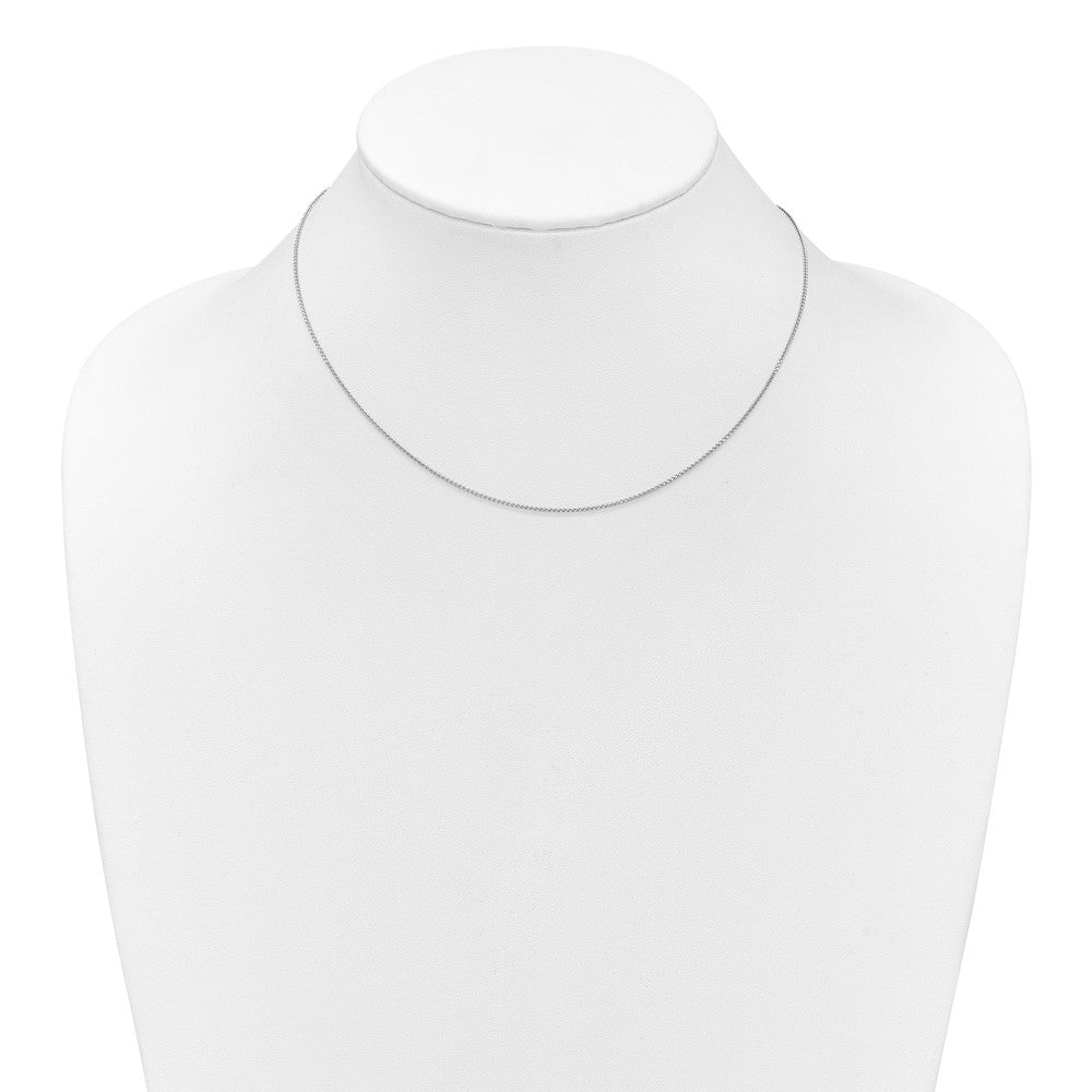 18 Inch 10K White Gold 1mm D/C Spiga 1In+1In Adjustable Chain Necklace