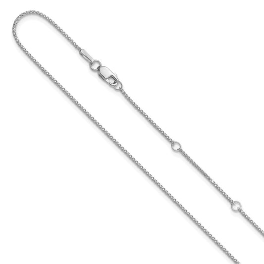 18 Inch 10K White Gold 1mm D/C Spiga 1In+1In Adjustable Chain Necklace