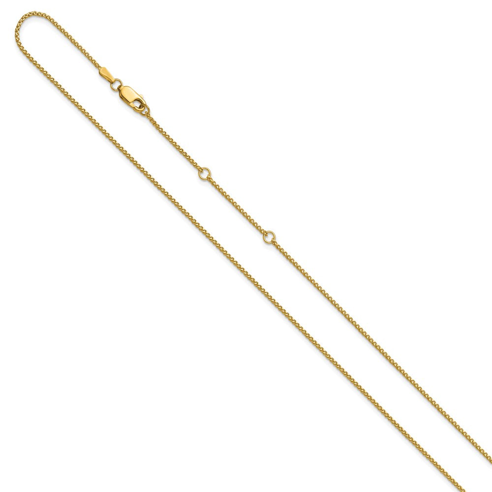18 Inch 10K Yellow Gold 1.20mm D/C Spiga 1In+1In Adjustable Chain Necklace