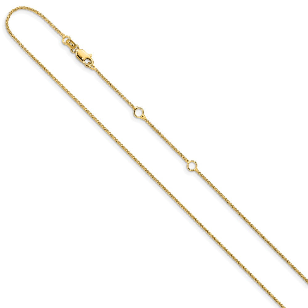 18 Inch 10K Yellow Gold 1mm Baby Spiga 1In+1In Adjustable Chain Necklace