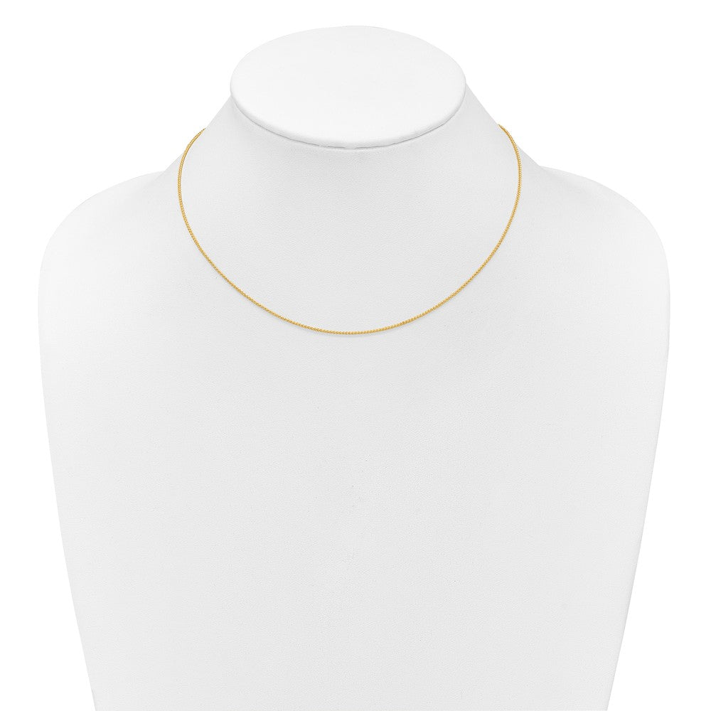 18 Inch 10K Yellow Gold 1mm Baby Spiga 1In+1In Adjustable Chain Necklace