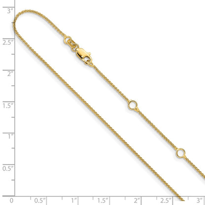 18 Inch 10K Yellow Gold 1mm Baby Spiga 1In+1In Adjustable Chain Necklace